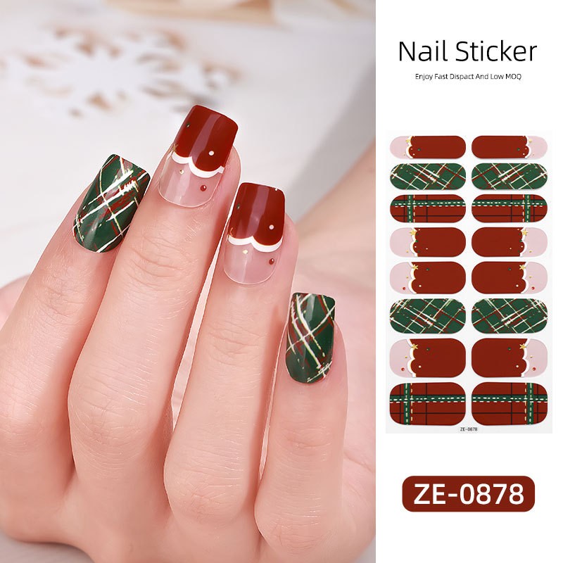Nail polish film Christmas nail art stickers, European and American shiny Christmas tree nail stickers.