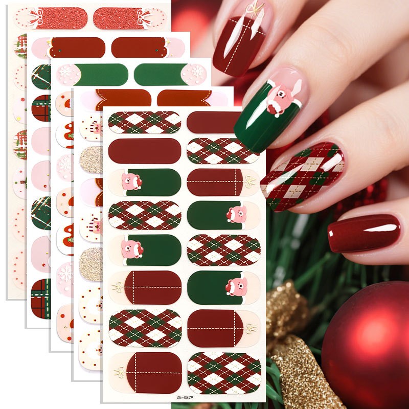 Nail polish film Christmas nail art stickers, European and American shiny Christmas tree nail stickers.